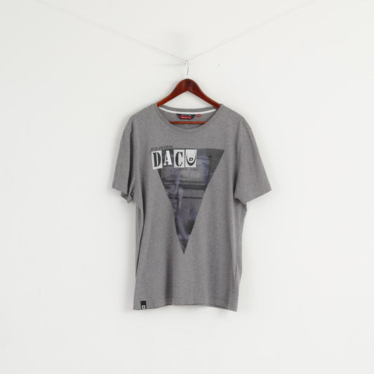 Duck and Cover Men XXL (XL) T-Shirt Gris Coton Graphique Manches Courtes Col Rond Haut