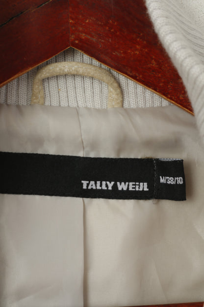 Tally Weijl Donna 38 M (S) Giacca da motociclista in pelle beige con cerniera intera Top tascabile lucido