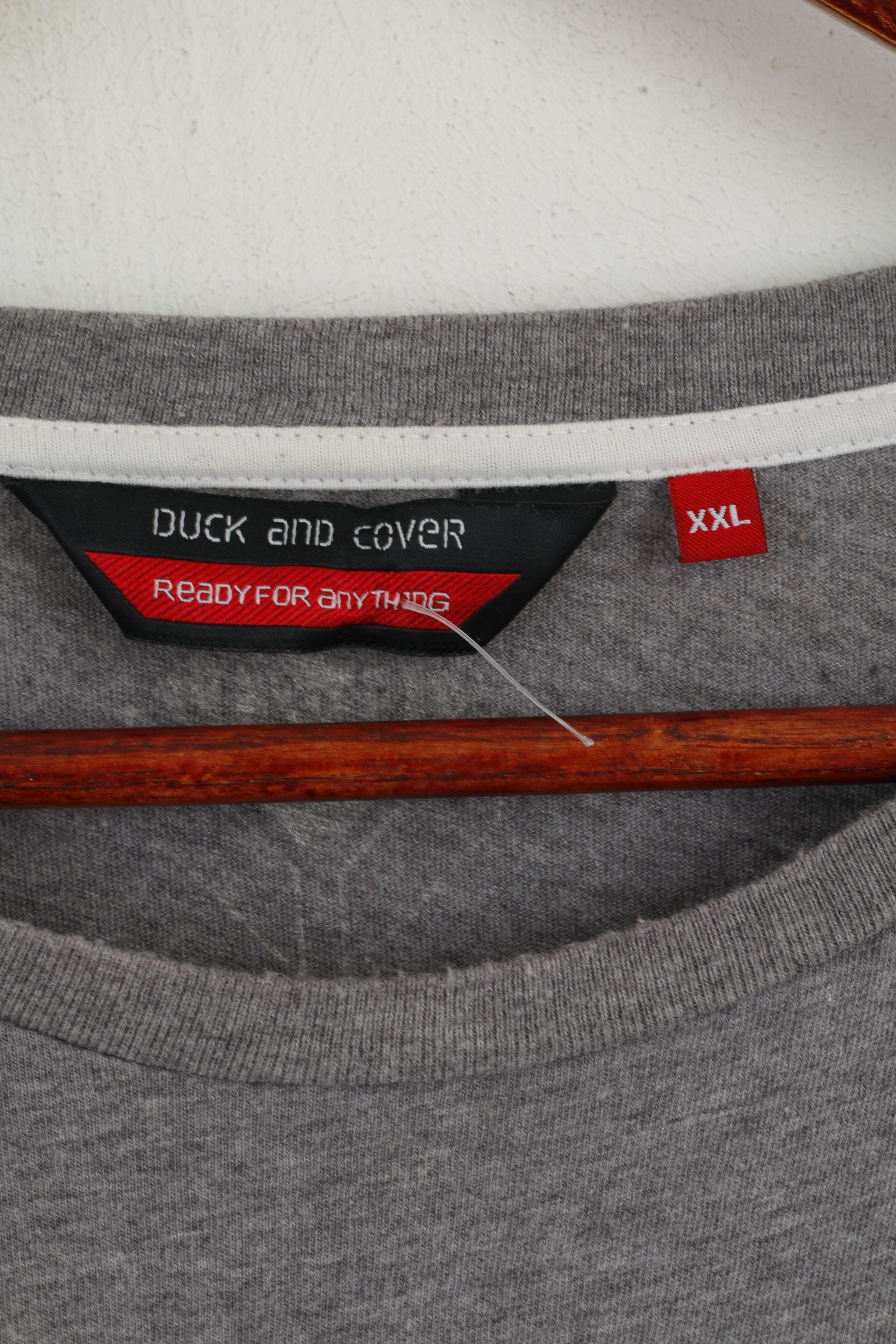 Duck and Cover Men XXL (XL) T-Shirt Gris Coton Graphique Manches Courtes Col Rond Haut