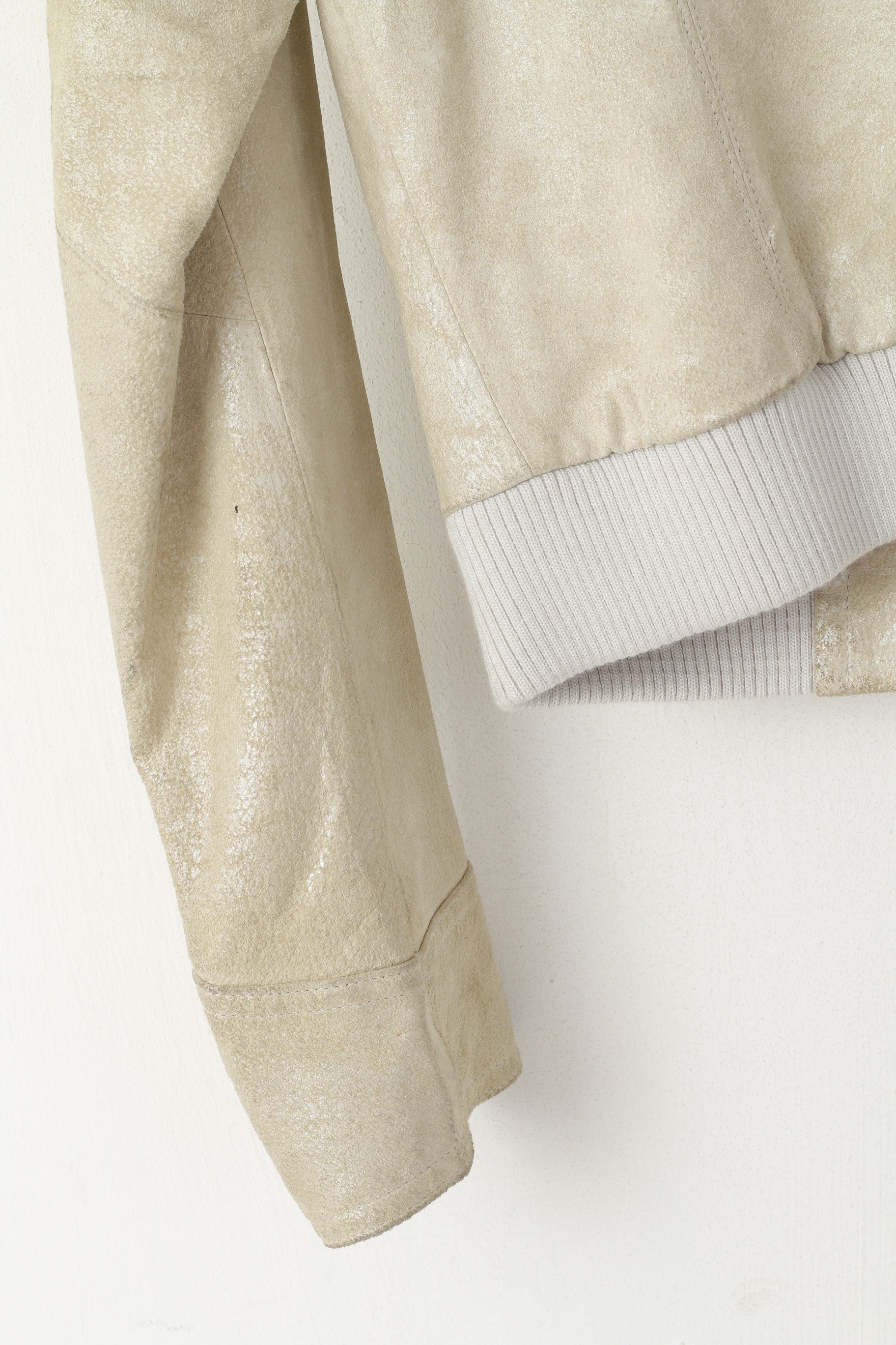 Tally Weijl Donna 38 M (S) Giacca da motociclista in pelle beige con cerniera intera Top tascabile lucido