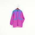 Vintage Men M Jacket Pink Nylon Waterproof  Full Zipper Hidden Hood Retro Festival