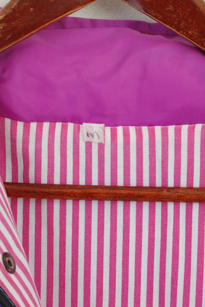 Vintage Men M Jacket Pink Nylon Waterproof  Full Zipper Hidden Hood Retro Festival
