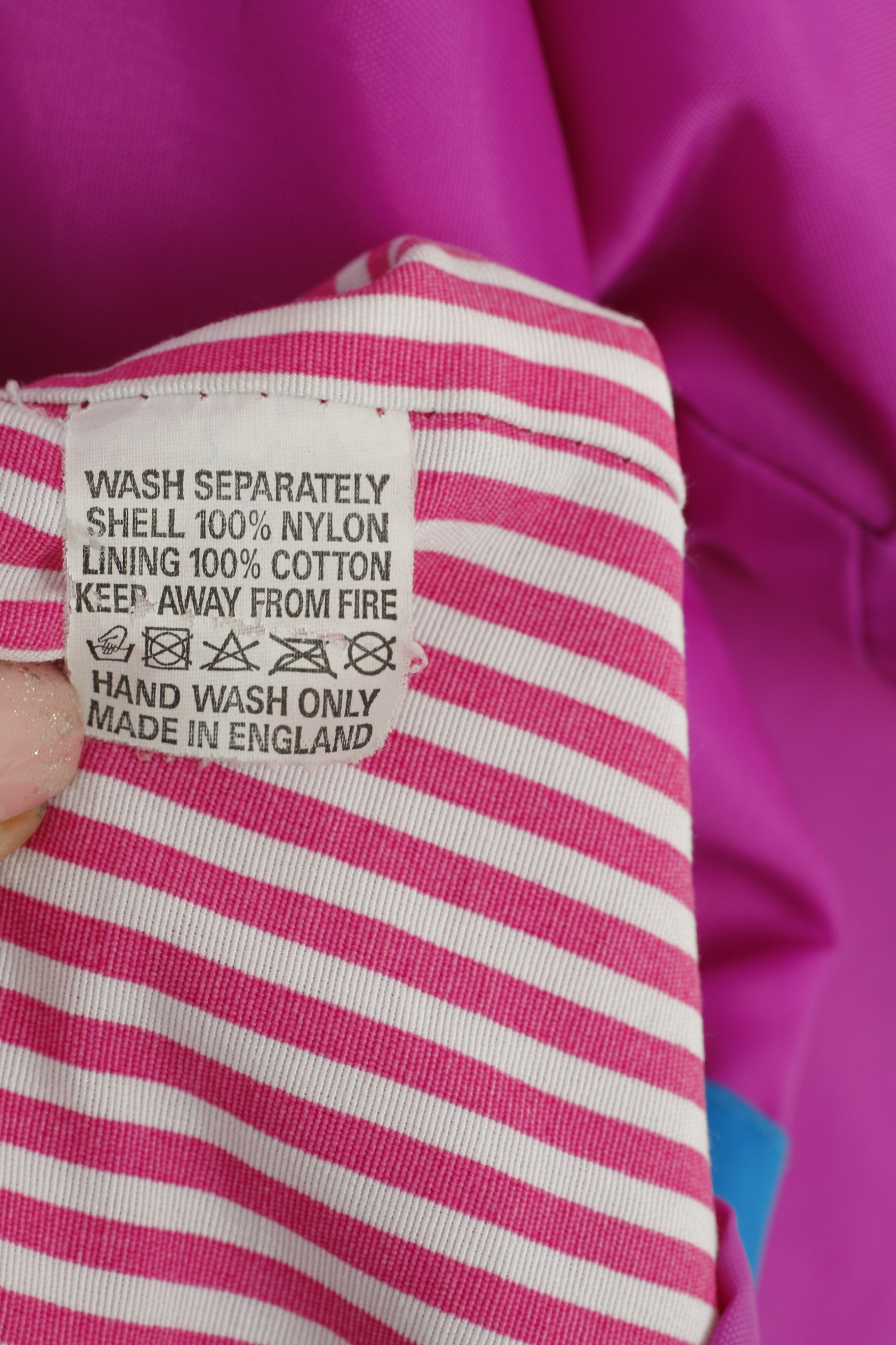 Vintage Men M Jacket Pink Nylon Waterproof  Full Zipper Hidden Hood Retro Festival