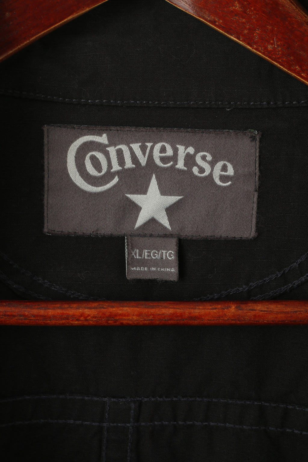 Converse Men XL Jacket Black Cotton Zip Up Pockets Skateboard Casual Lightweight Top