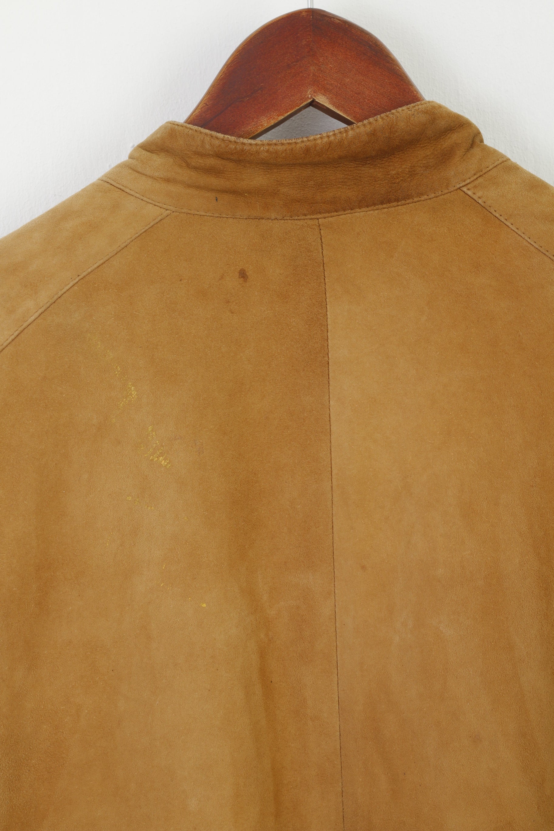 Massimo Datti Roma Hommes 50 S Veste Camel Cuir vintage 90s Full Zipper Top