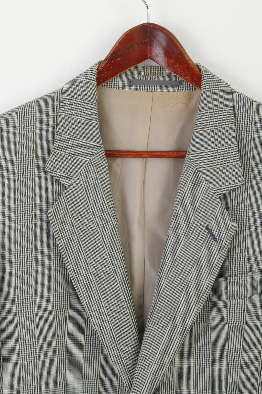 Varteks International Uomo 40 Blazer Giacca monopetto in misto lana a quadri grigi