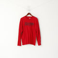 Timberland Men M Long Sleeved Shirt Red Cotton Regular Fit Graphic Earthkeepers Top