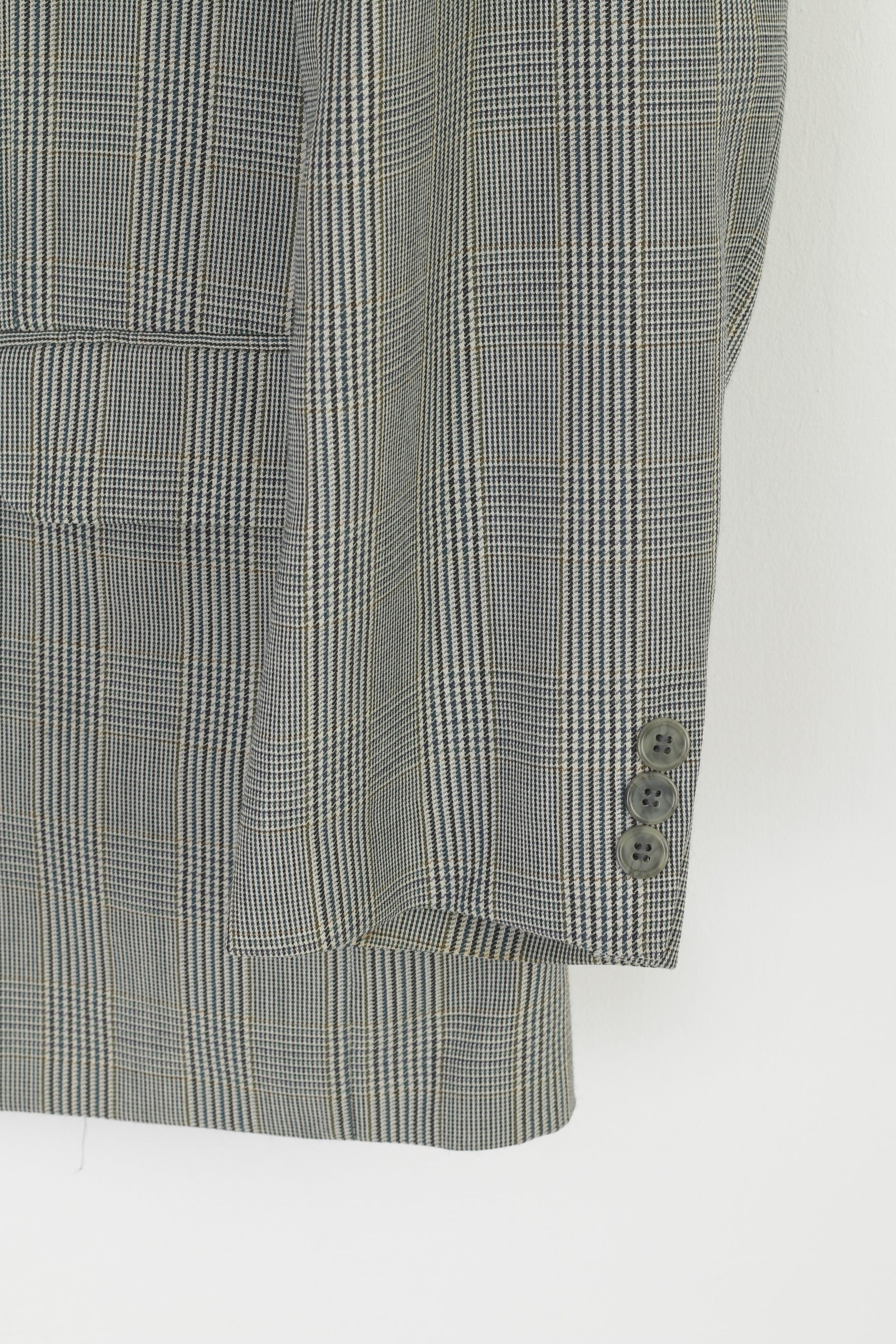 Varteks International Uomo 40 Blazer Giacca monopetto in misto lana a quadri grigi