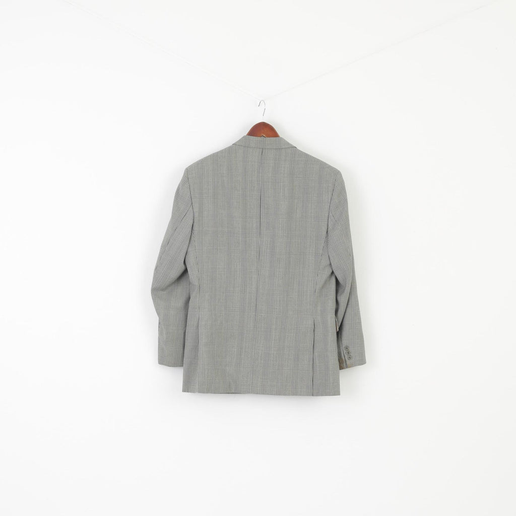 Varteks International Uomo 40 Blazer Giacca monopetto in misto lana a quadri grigi