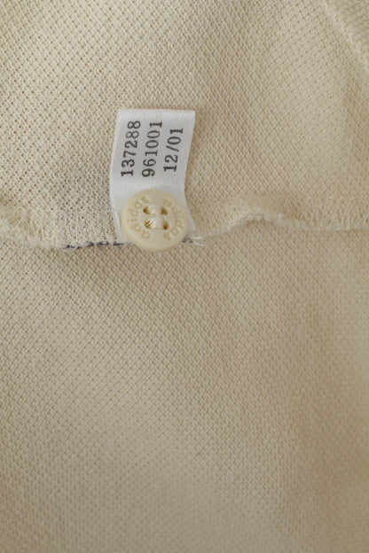 Adidas Men 38/40 M Polo Shirt Beige Cotton Vintage Classic Plain Short Sleeve Top