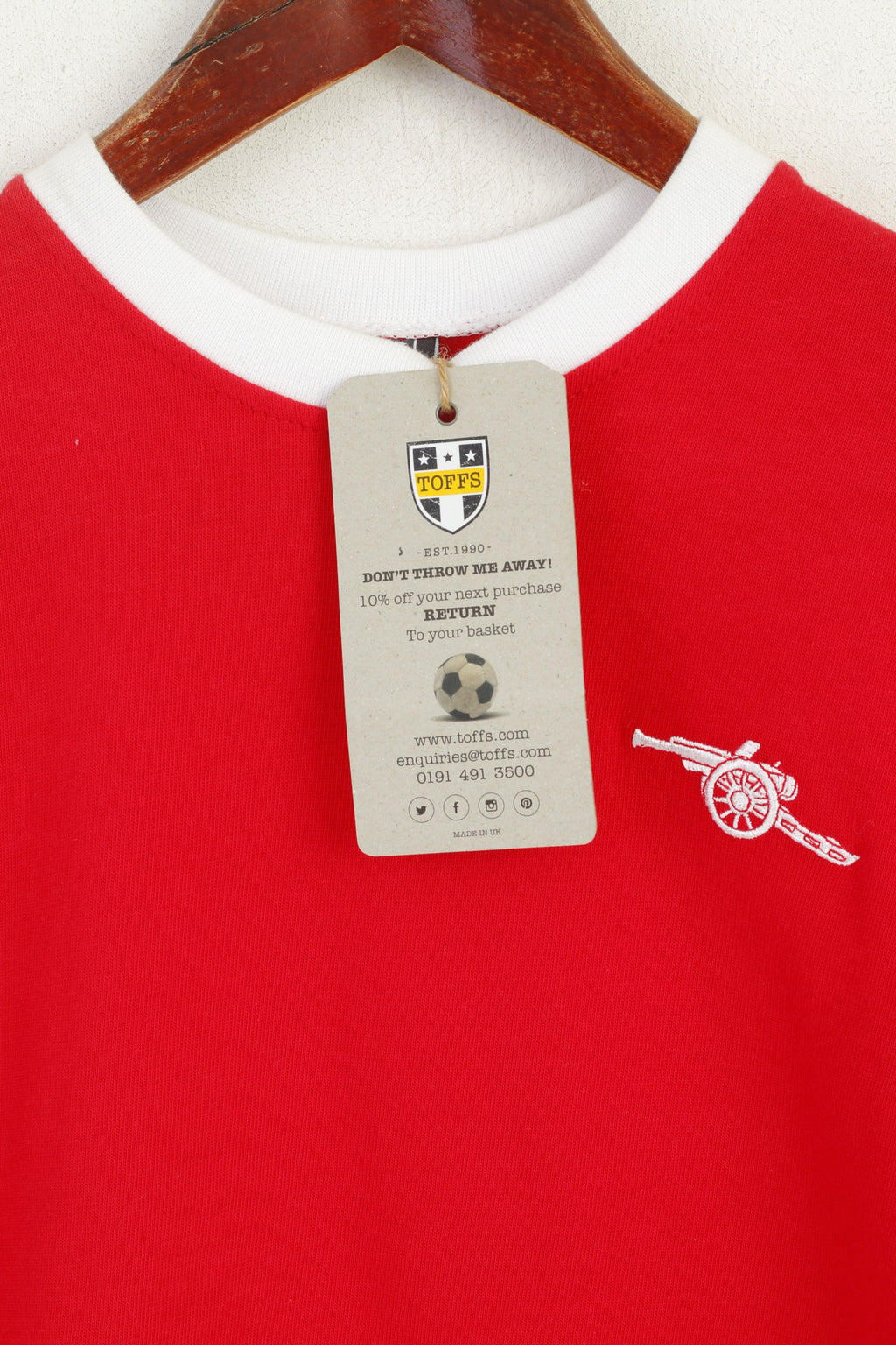 New Toffs Boys 10-11 Age Shirt Red Cotton Arsenal Football Joe Top