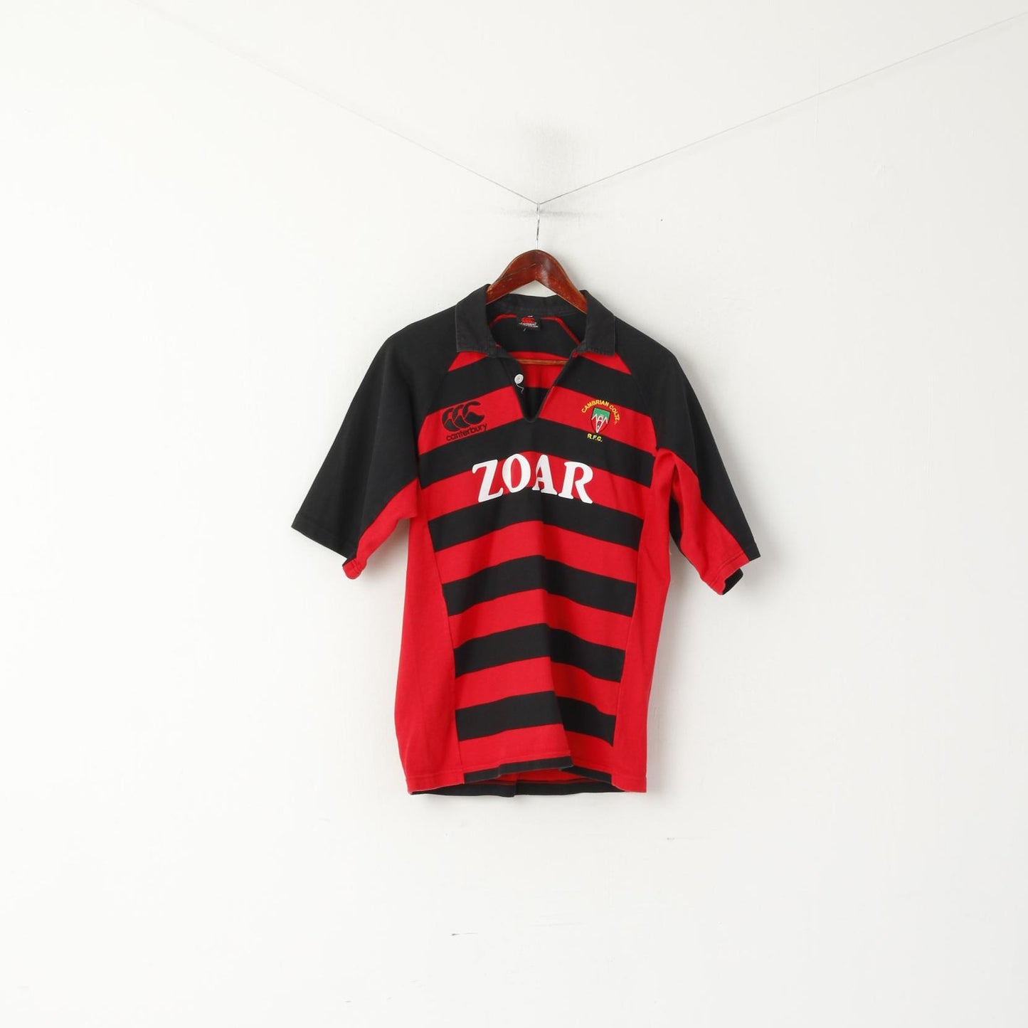 Polo Canterbury Od New Zealand Youth 14 Age Nero Rosso Cambrian Coltz Rugby Top