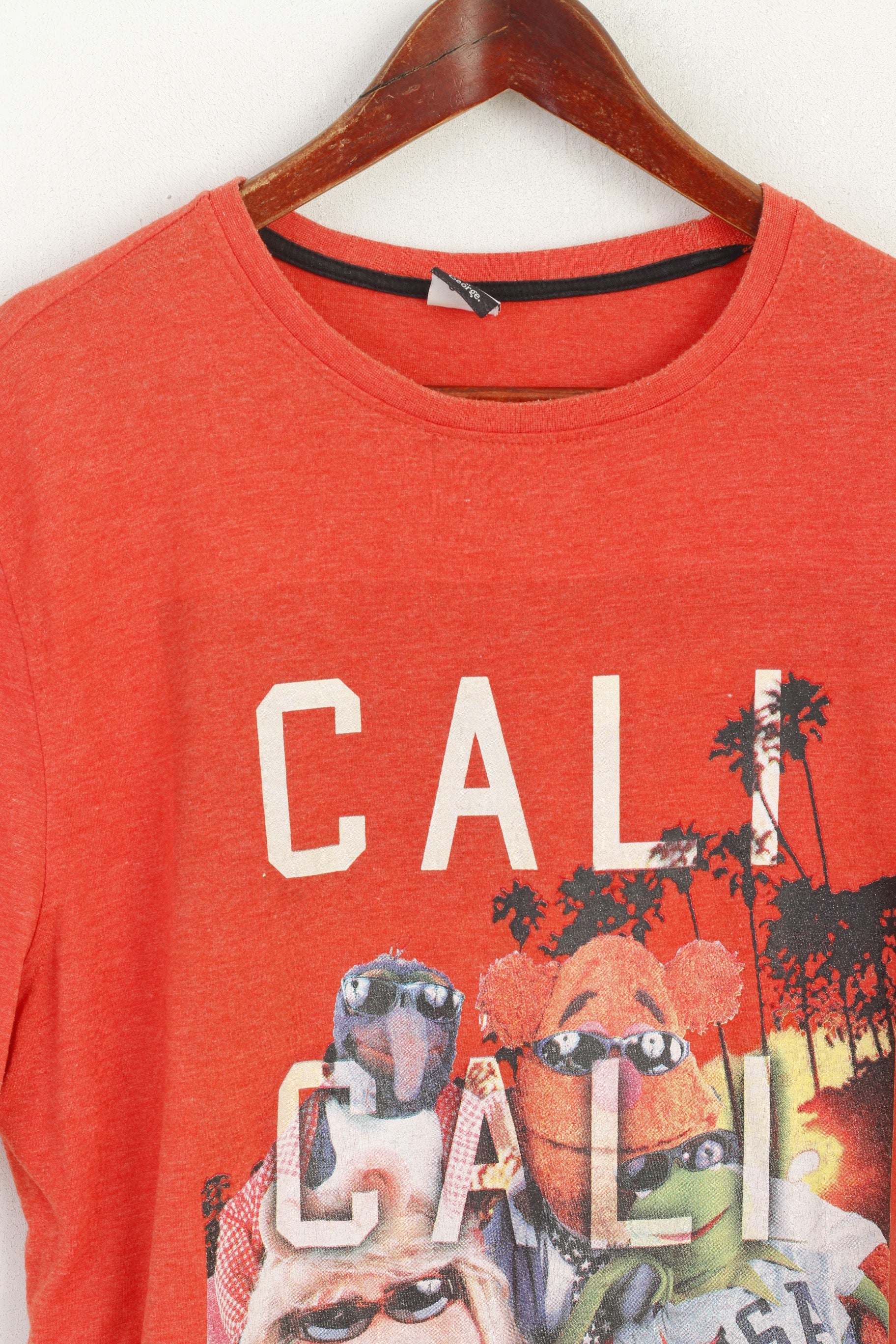 Disney at George Men L T-Shirt Orange Graphique Coton Muppets Cali Top