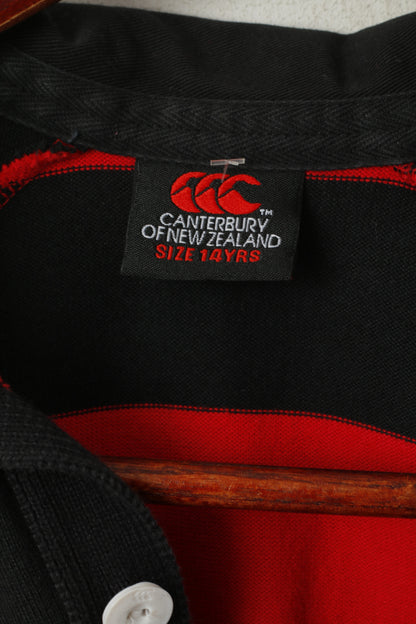 Canterbury Od Nouvelle-Zélande Polo pour Jeunes 14 Ans Noir Rouge Cambrian Coltz Haut de Rugby