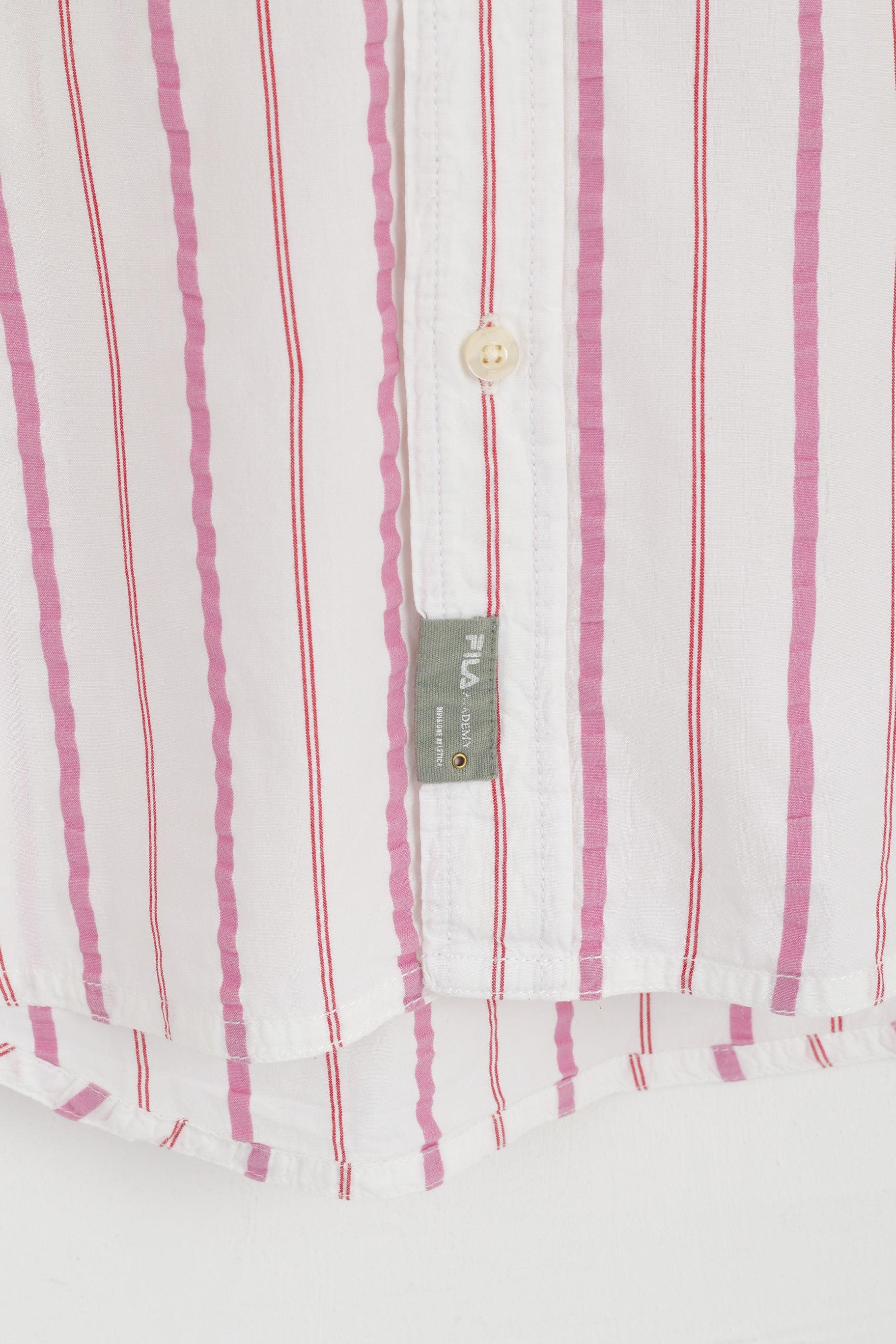 Fila Academy Men XL Casual Shirt White Pink Striped Biella Italy Cotton Top