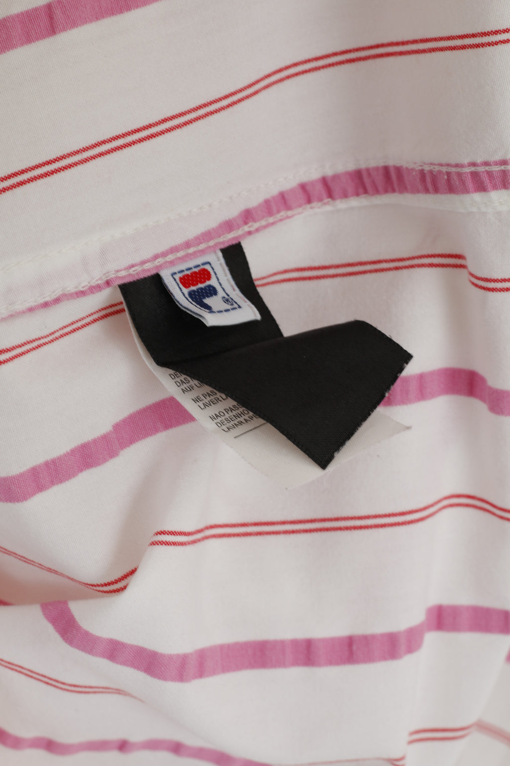 Fila Academy Men XL Casual Shirt White Pink Striped Biella Italy Cotton Top