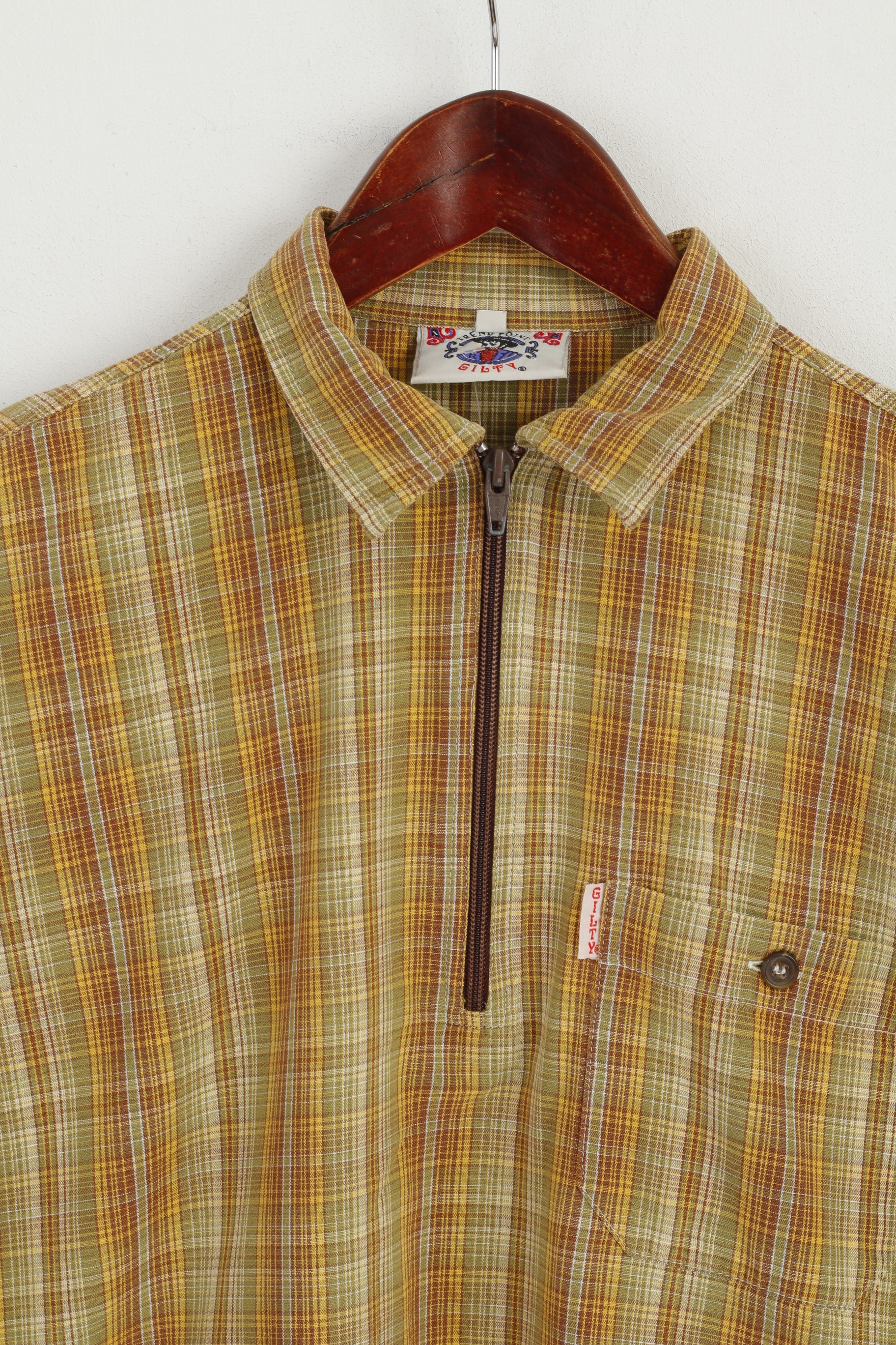 Trend Point Gilty Boys 164 Casual Shirt Multi Check Zip Neck Retro Outdoor Top