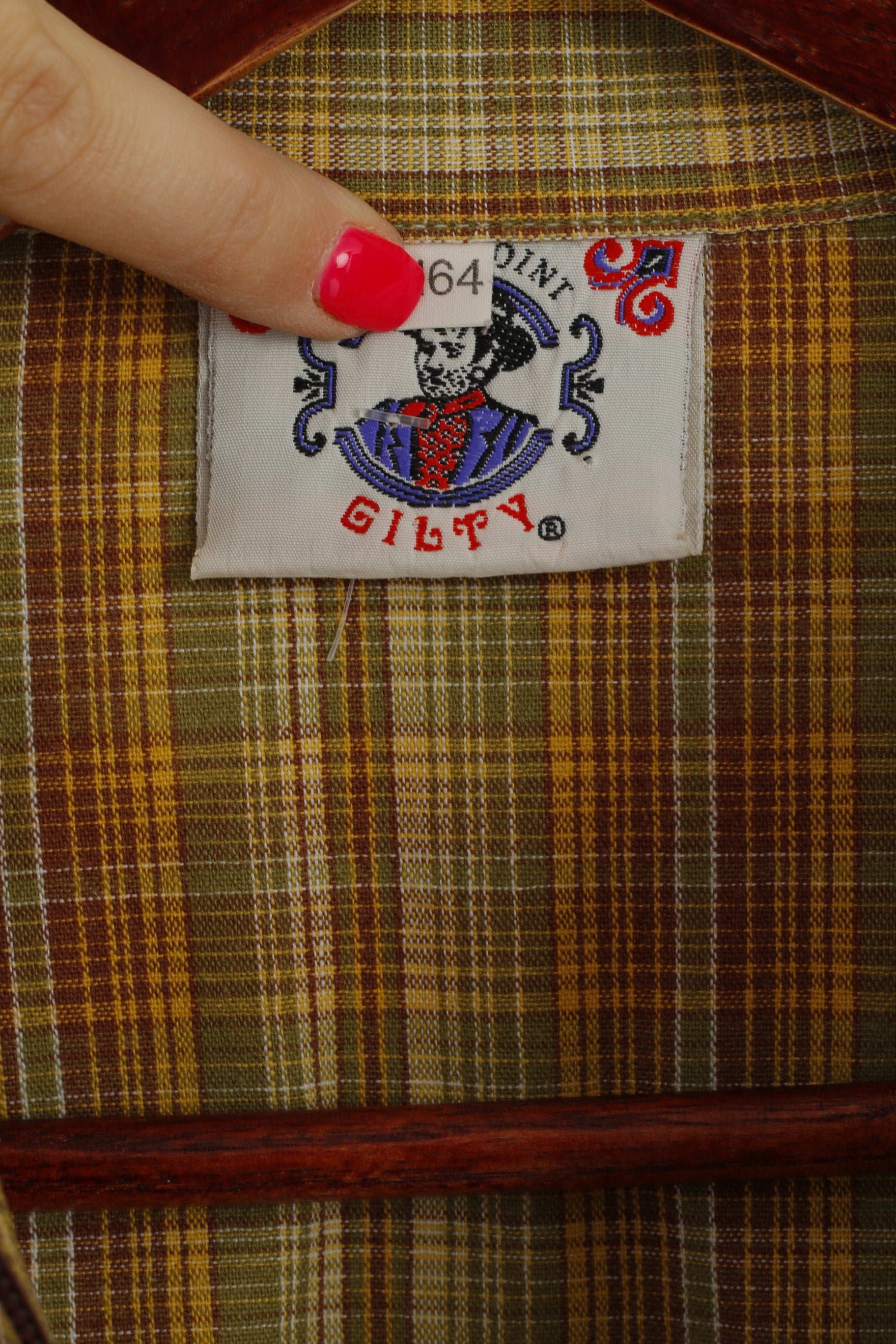 Trend Point Gilty Boys 164 Casual Shirt Multi Check Zip Neck Retro Outdoor Top