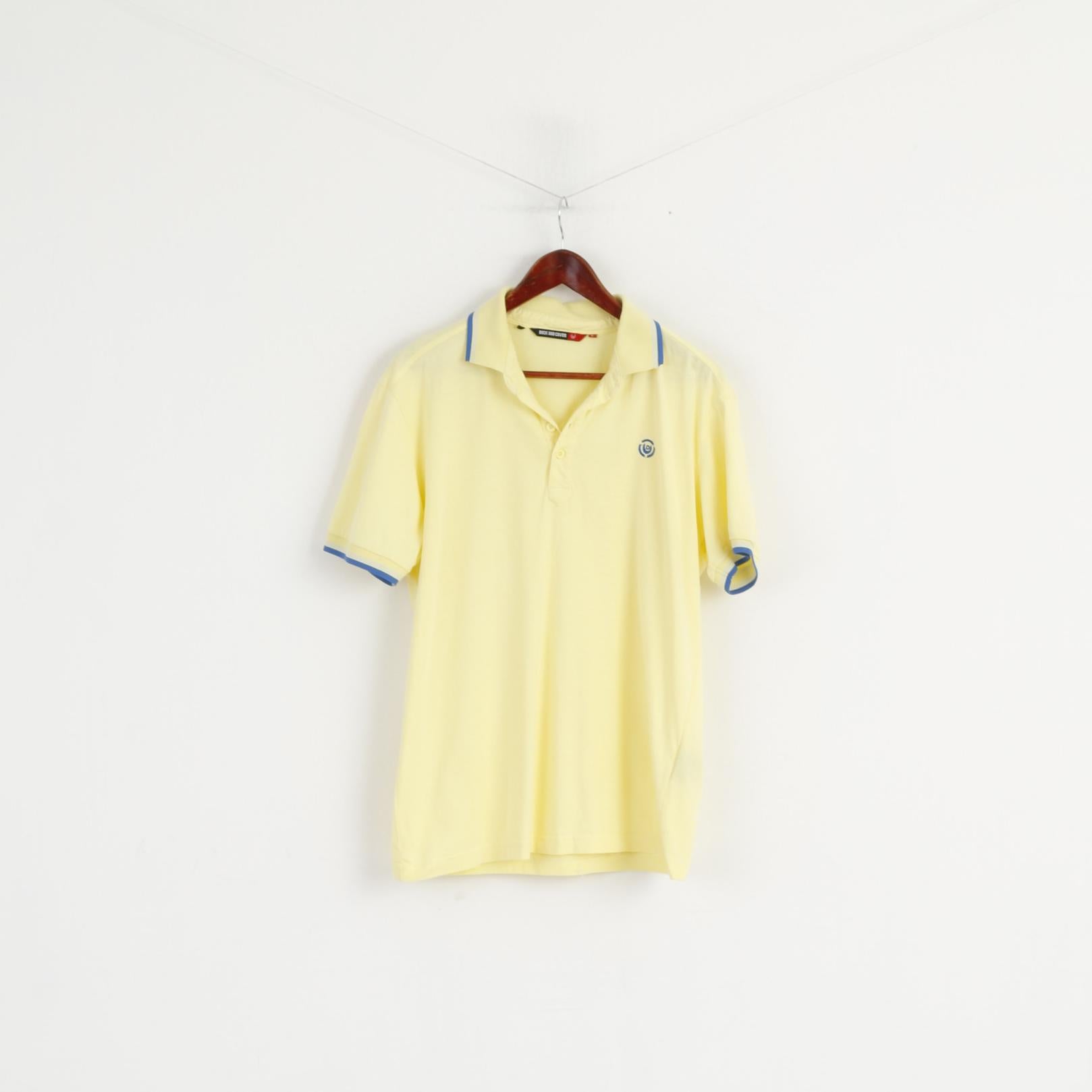 Duck And Cover Men L Polo Shirt Yellow Cotton vaughan Style Classic Top