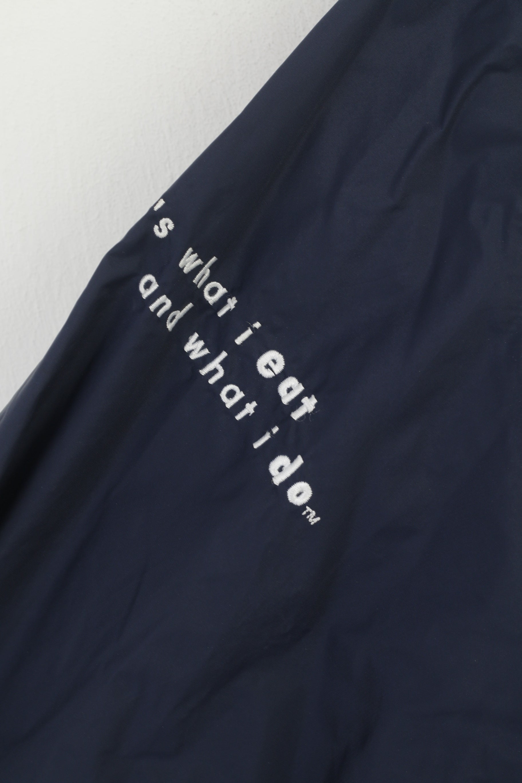 Umbro Men L Jacket Navy Nylon Sportswear England FA Hidden Hood Vintage Top