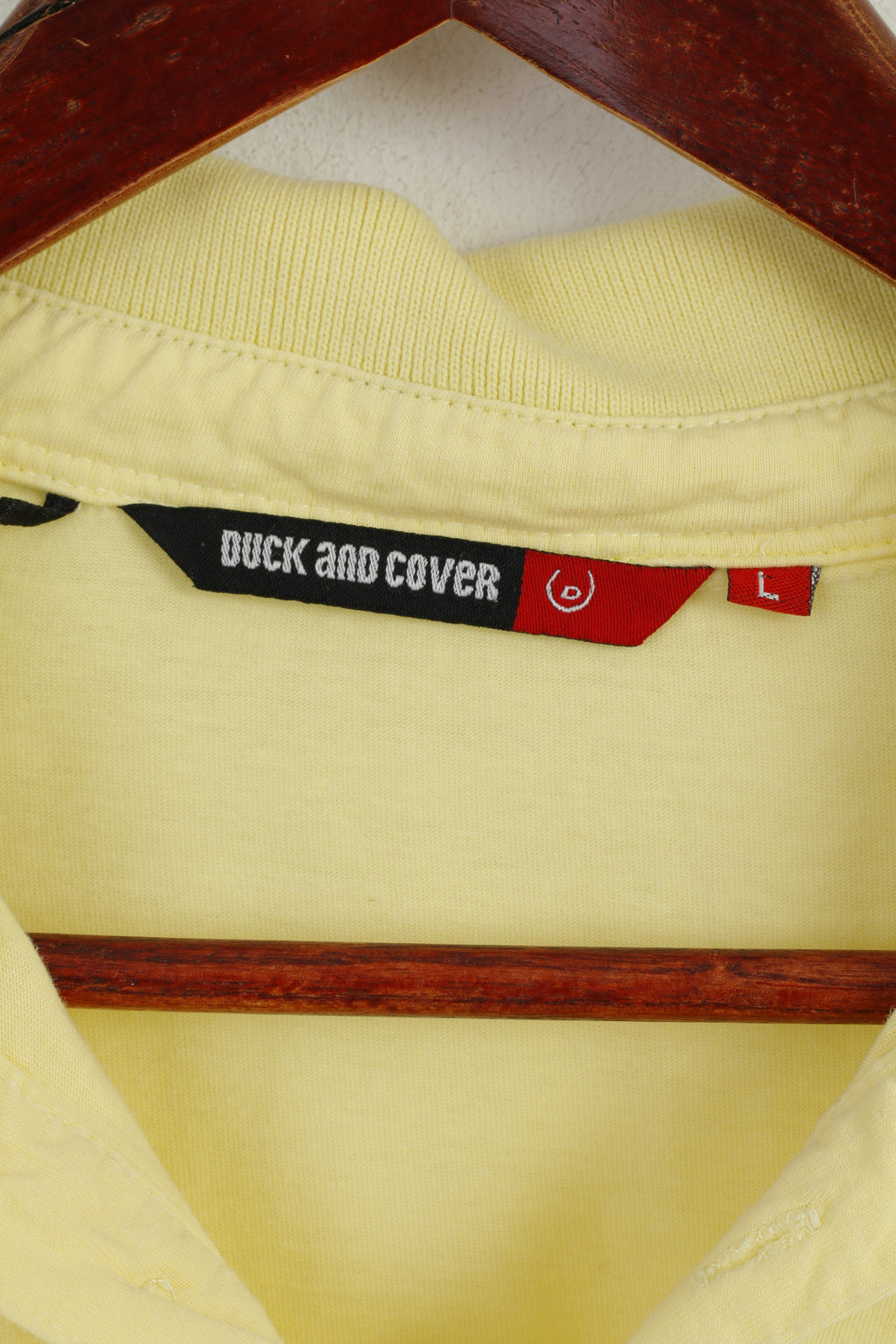 Duck And Cover Men L Polo Shirt Yellow Cotton vaughan Style Classic Top