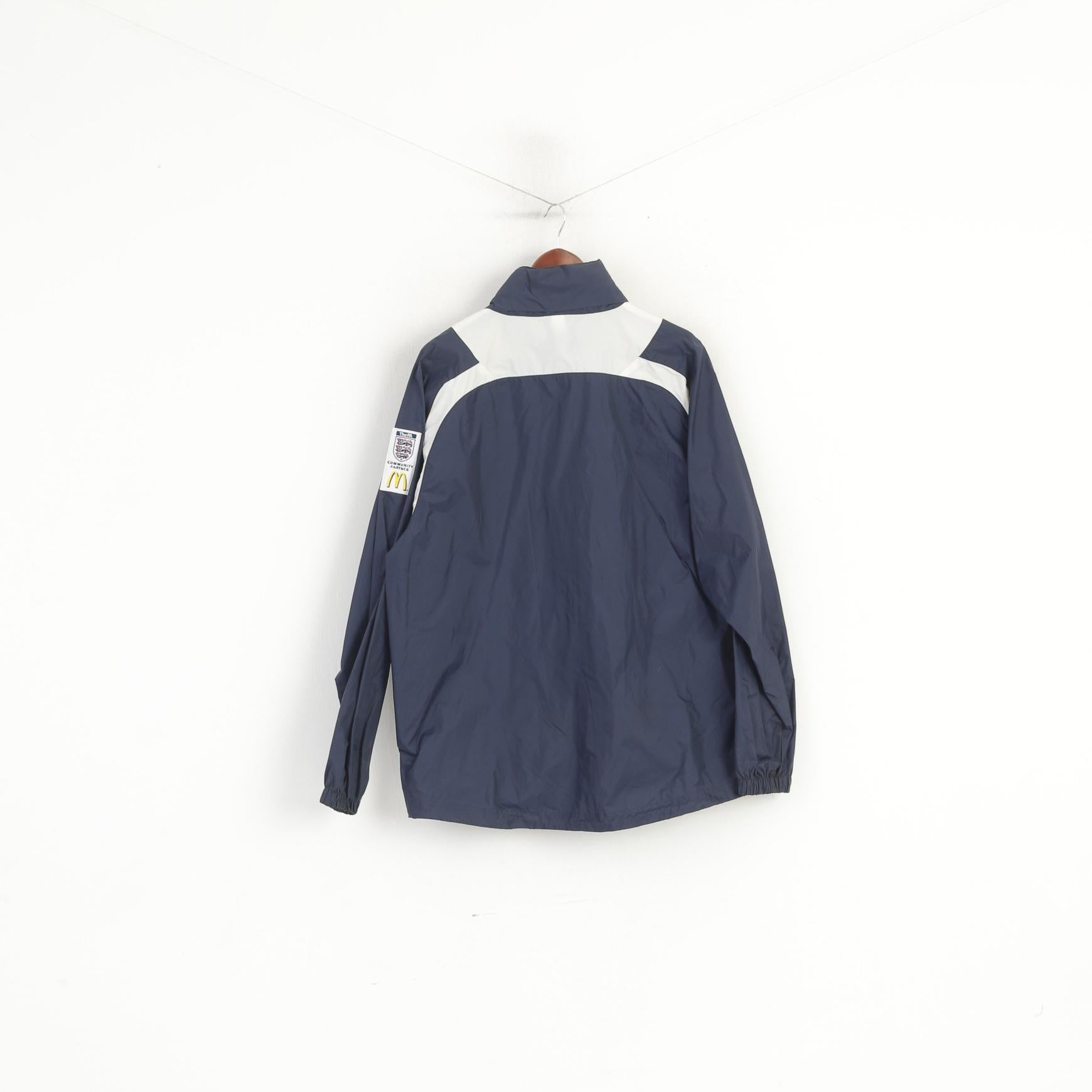 Umbro Men L Jacket Navy Nylon Sportswear England FA Hidden Hood Vintage Top