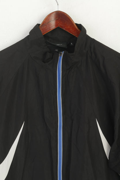 Pro Touch Men L Jacket Black Sportswear Reflective Vintage Zip Up Run Activewear Top