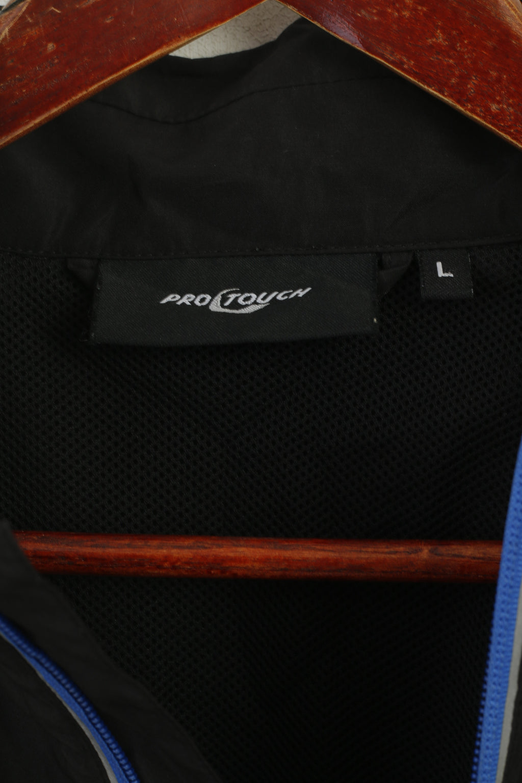 Pro Touch Men L Jacket Black Sportswear Reflective Vintage Zip Up Run Activewear Top