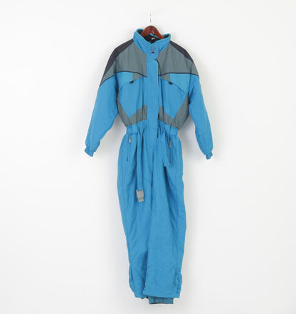 Calmo Sportswear Femme L Combinaison de Ski Bleu Vintage Nylon Capuche Snowboard Combinaison de Neige