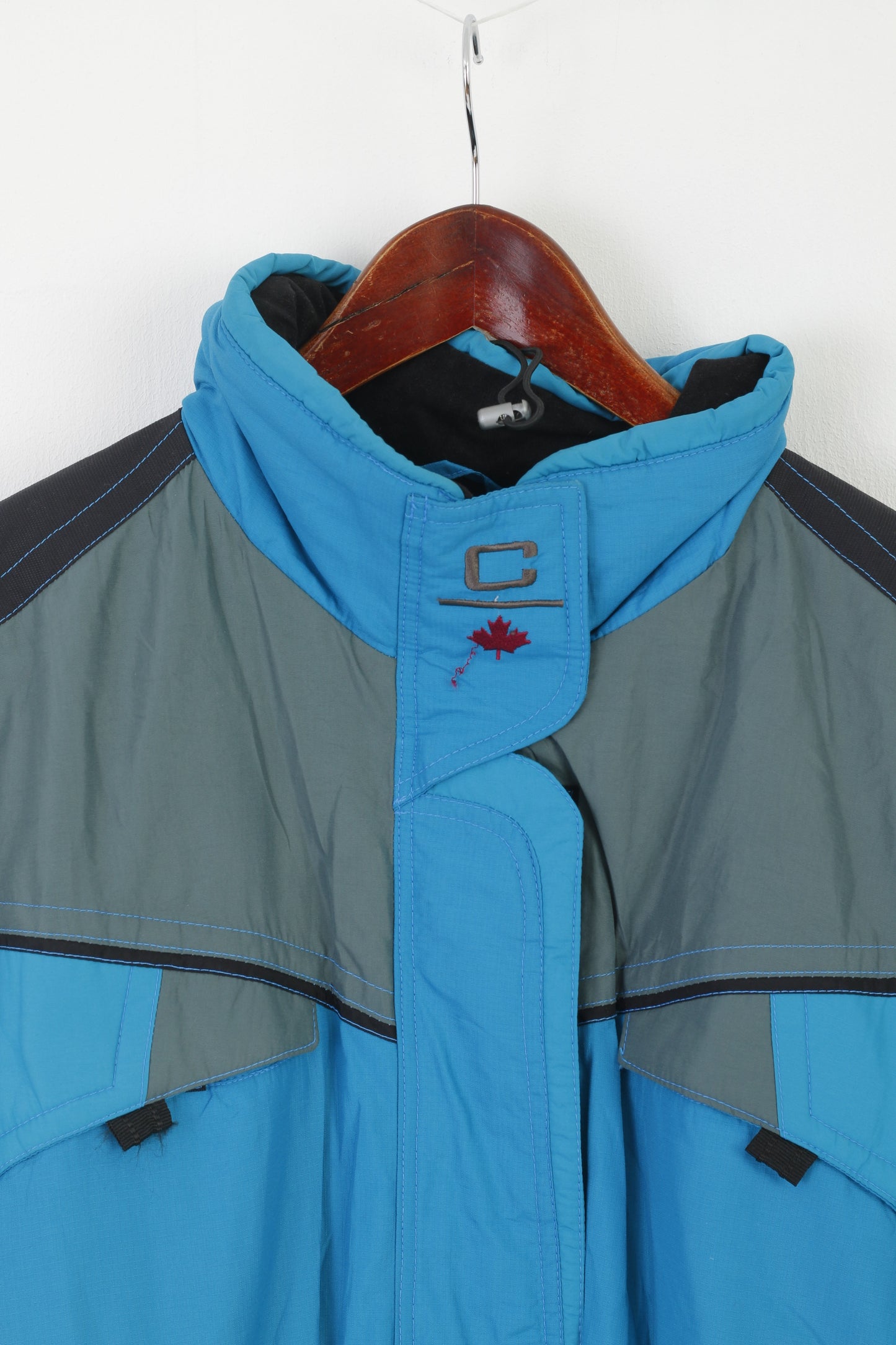 Calmo Sportswear Femme L Combinaison de Ski Bleu Vintage Nylon Capuche Snowboard Combinaison de Neige
