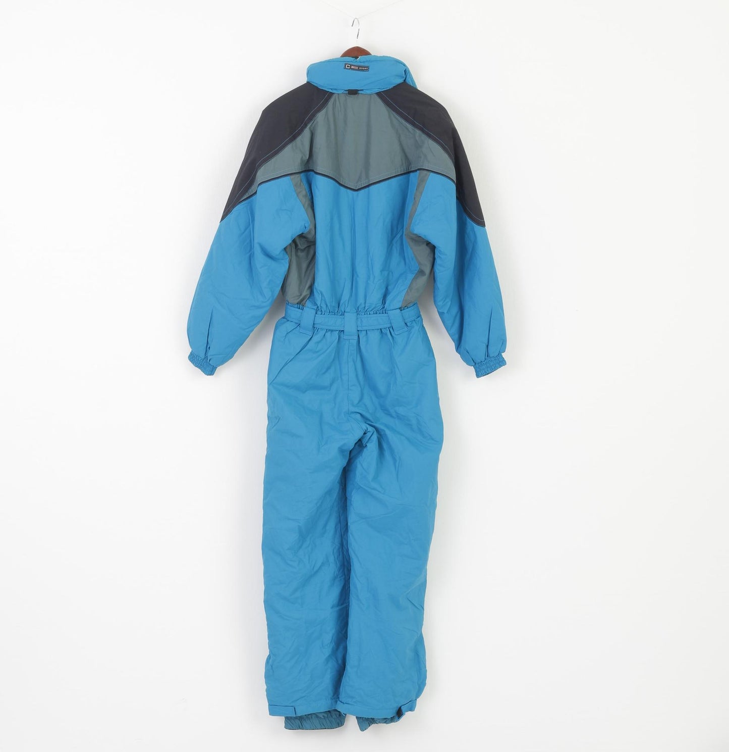 Calmo Sportswear Women L Ski Suit Blue Vintage Nylon Hood Snowboard Snowsuit