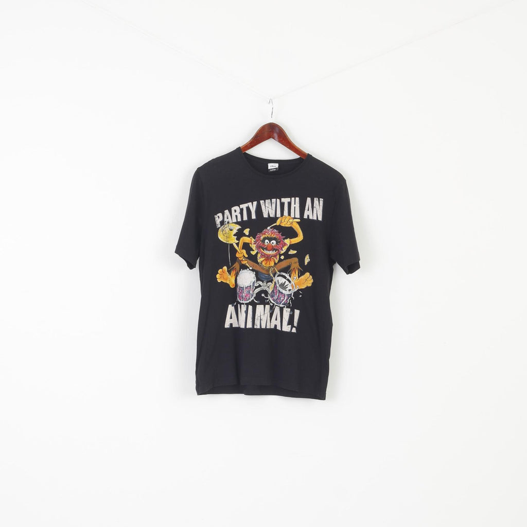 Disney at George Men S Shirt Black Cotton Graphic Party with an Animal Top