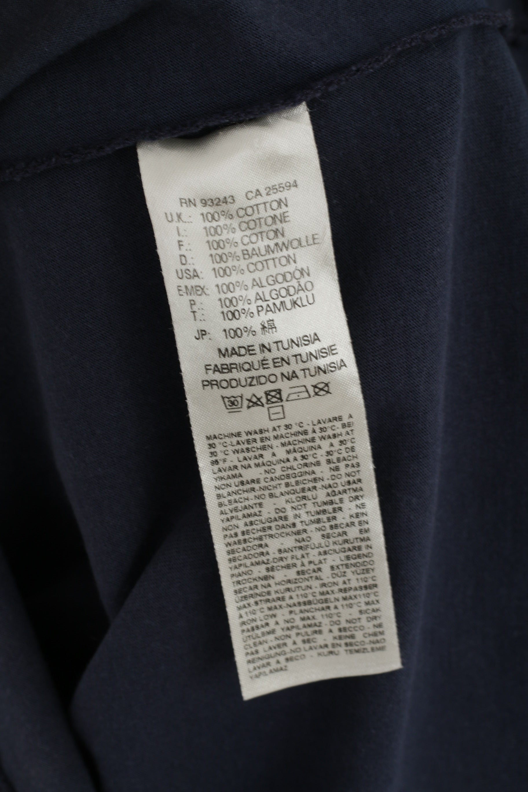Diesel Ind Womens L T-Shirt Crew Neck Graphic Navy Cotton Top
