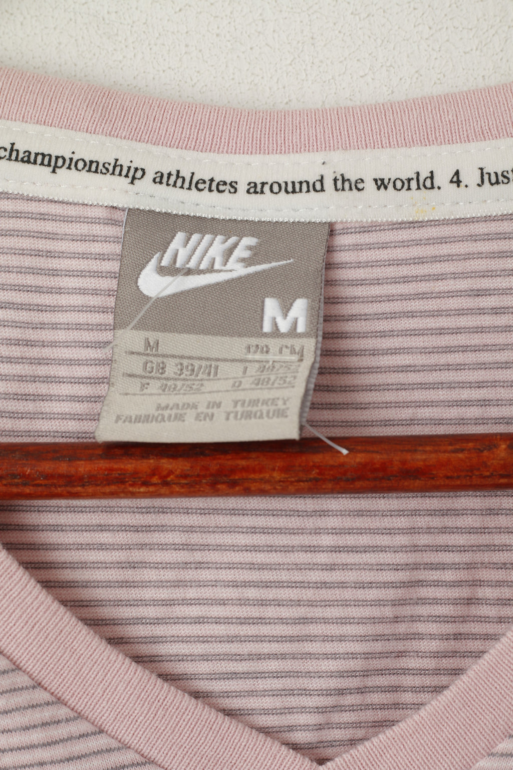 Maglia Nike Uomo M 48/52 Maglia sportiva vestibilità classica in cotone a righe rosa grigio