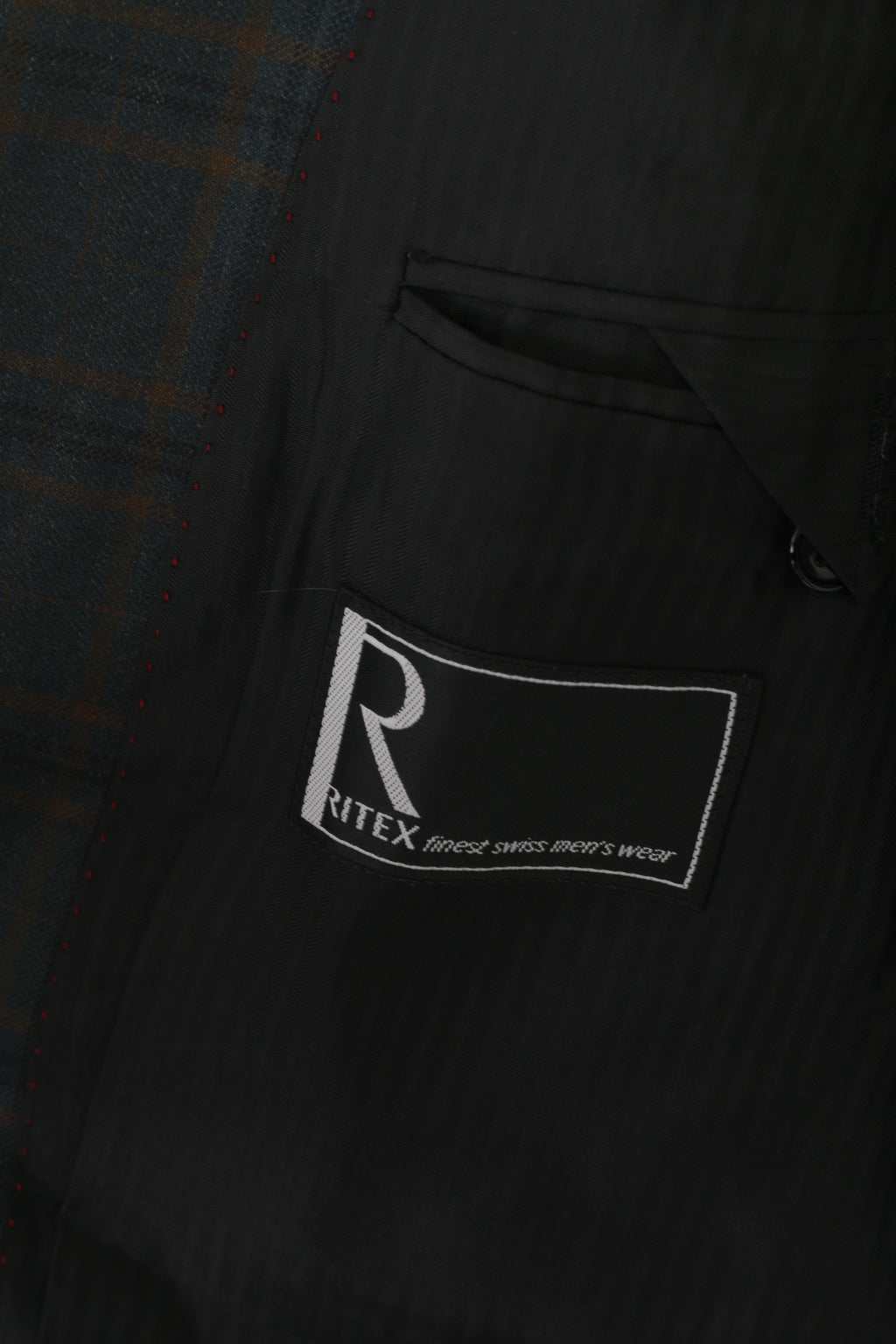 Ritex Men 40 Blazer Green Tartan Vintage Wool Carlin Cannes Gold Buttoned Jacket