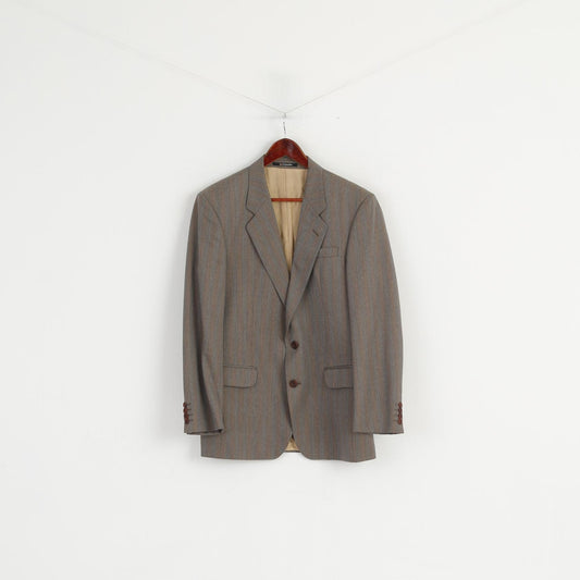 Daks Signature London Mens 40 Blazer Gray Striped 100% New Wool Vintage Jacket