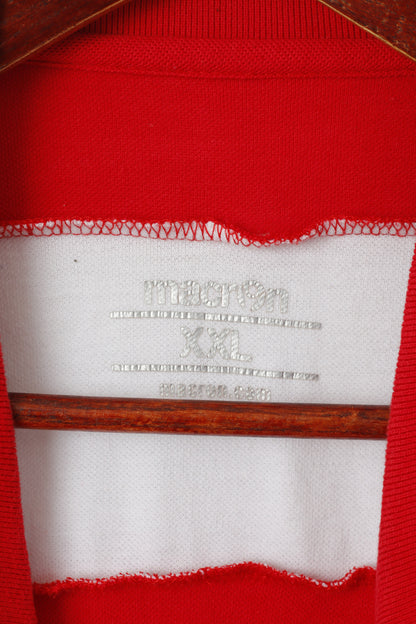 Macron Men XXL Polo Shirt Red Cotton Rugby Colorno 40 Years Short Sleeve Top