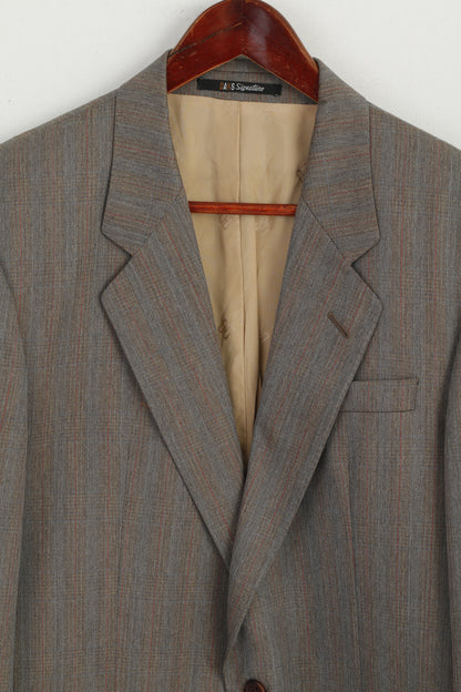 Daks Signature London Giacca da uomo 40 Blazer grigio a righe 100% lana nuova giacca vintage