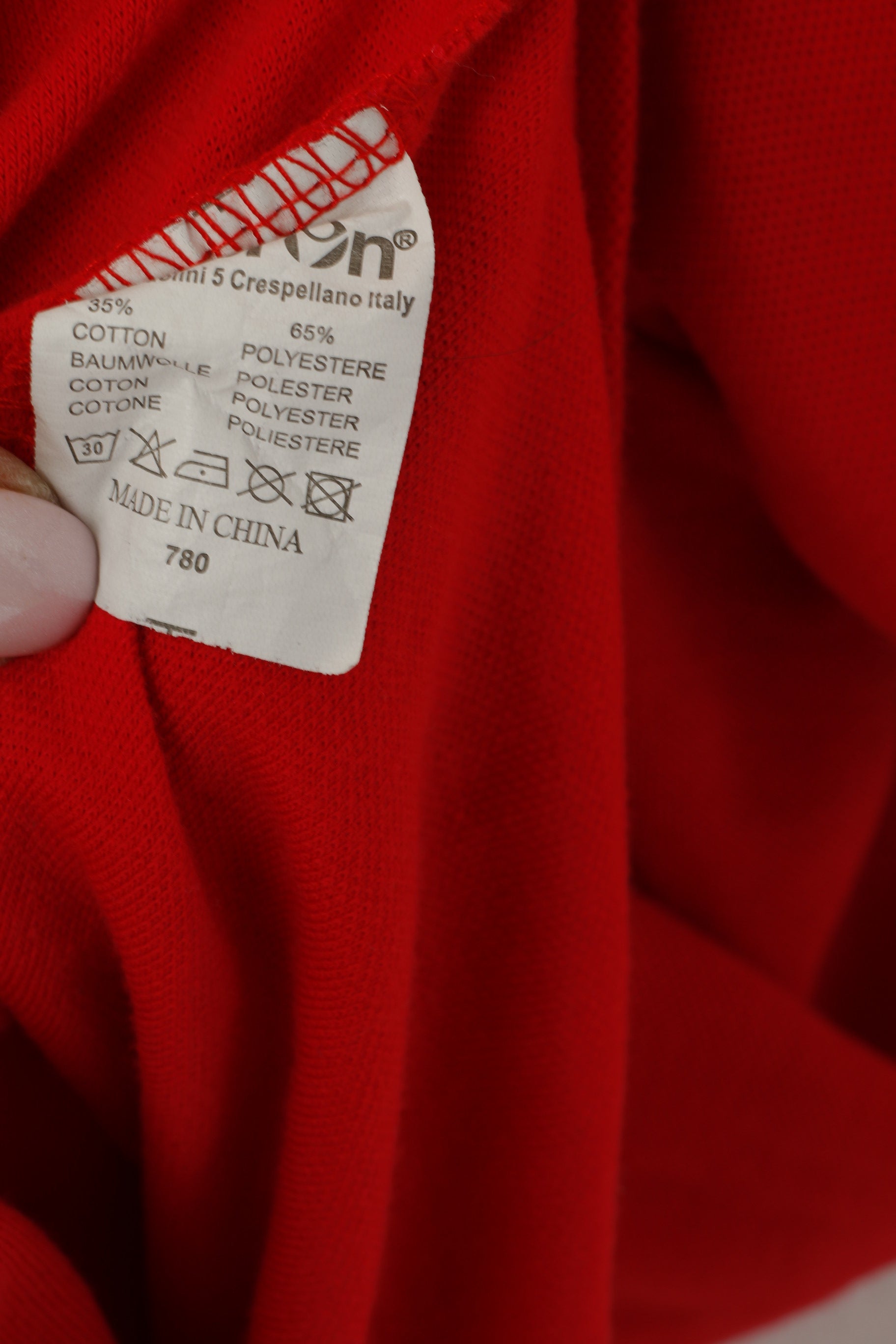 Macron Men XXL Polo Shirt Red Cotton Rugby Colorno 40 Years Short Sleeve Top