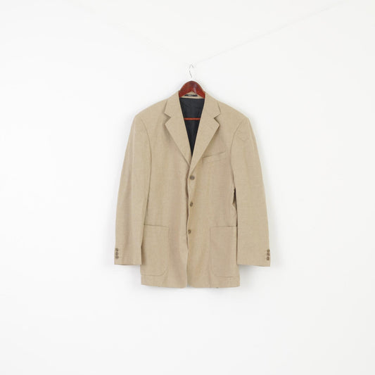 Webmore Light Men 50 40 Blazer Beige Cotton Linen Blend Single Breasted Jacket