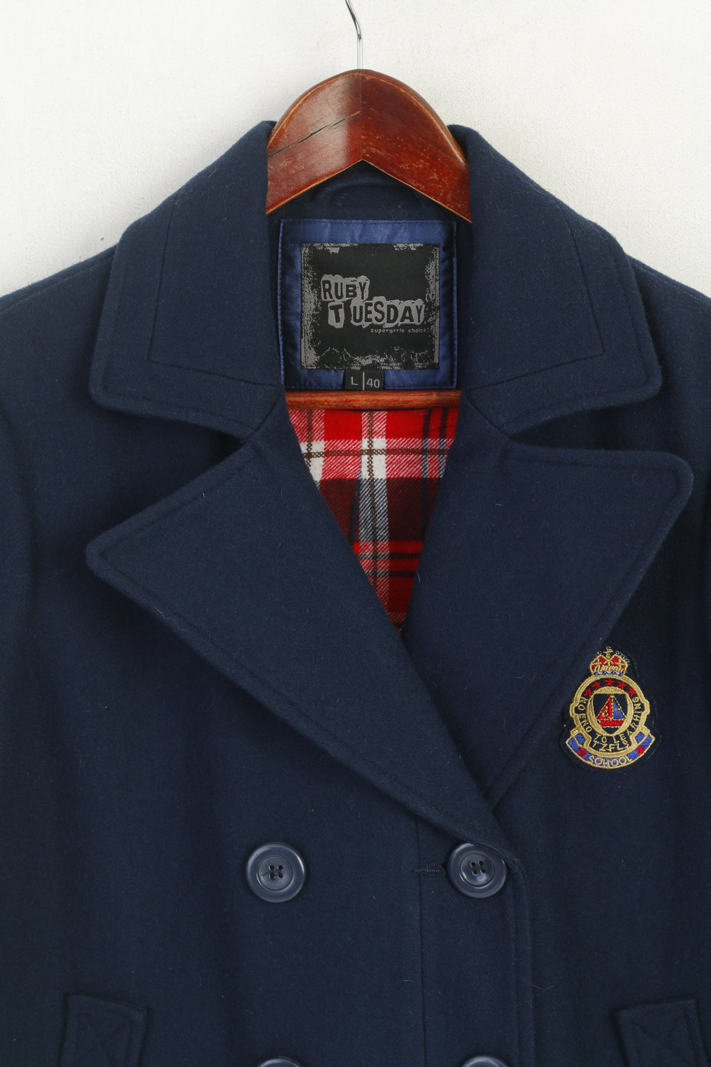 Ruby Tuesday Women 40 L Jacket Navy Wool Double Breasted Sohool School Top