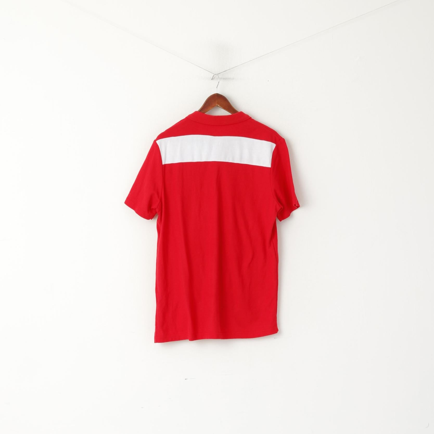 Macron Men XXL Polo Shirt Red Cotton Rugby Colorno 40 Years Short Sleeve Top