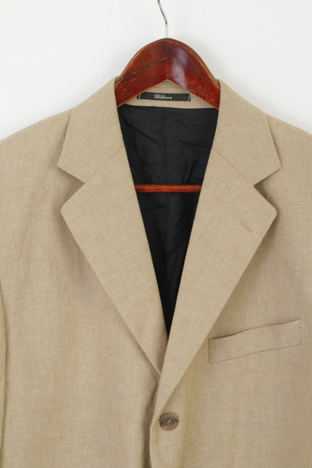 Webmore Light Men 50 40 Blazer Beige Cotton Linen Blend Single Breasted Jacket