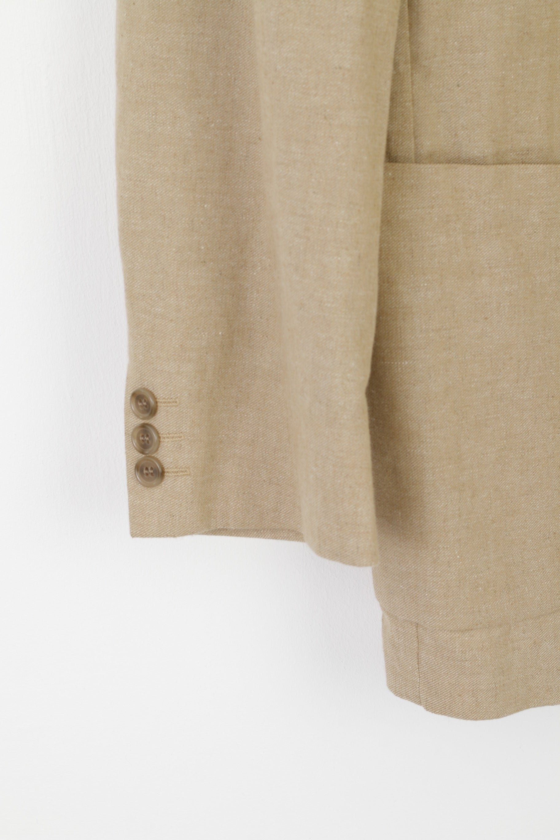 Webmore Light Men 50 40 Blazer Beige Cotton Linen Blend Single Breasted Jacket