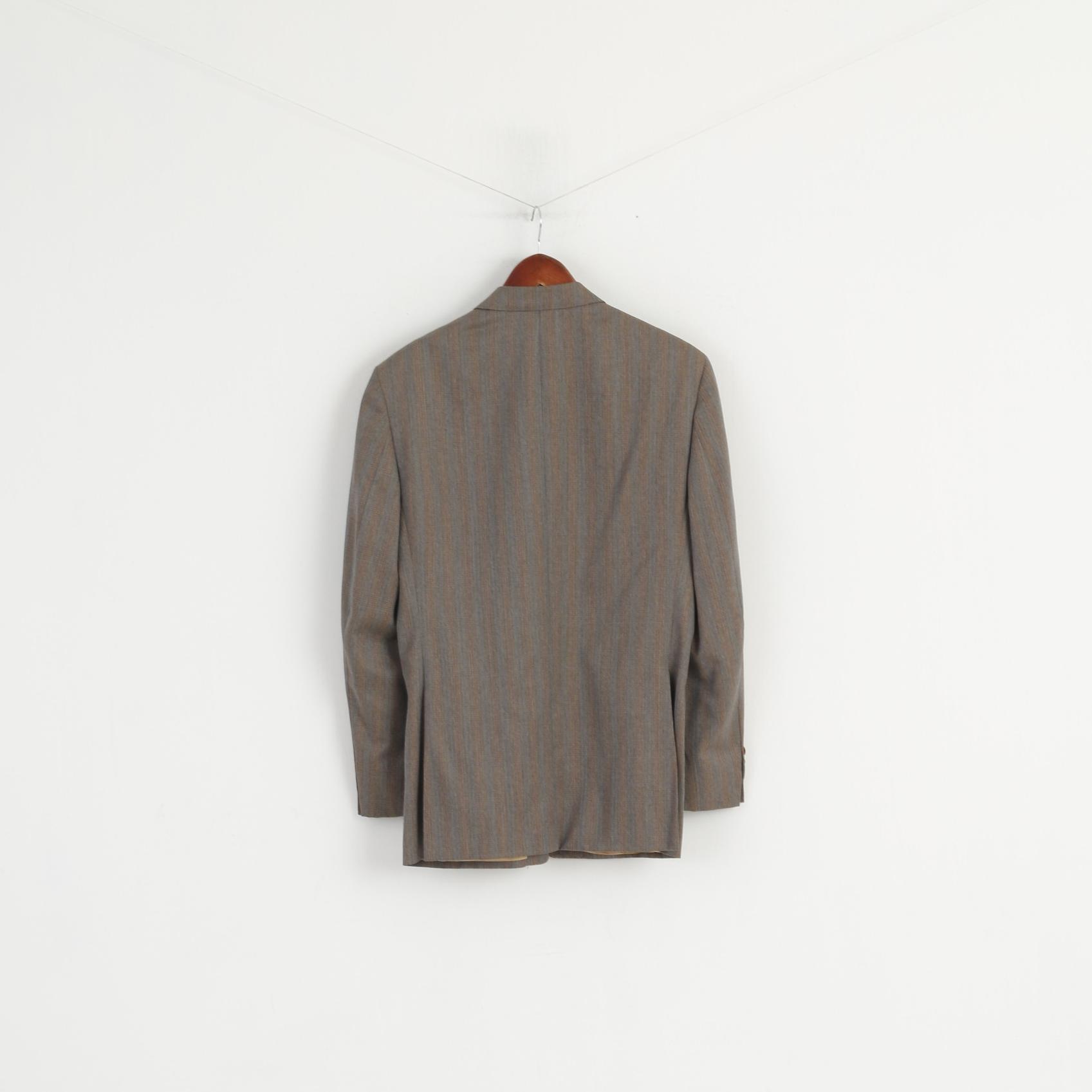 Daks Signature London Mens 40 Blazer Gray Striped 100% New Wool Vintage Jacket