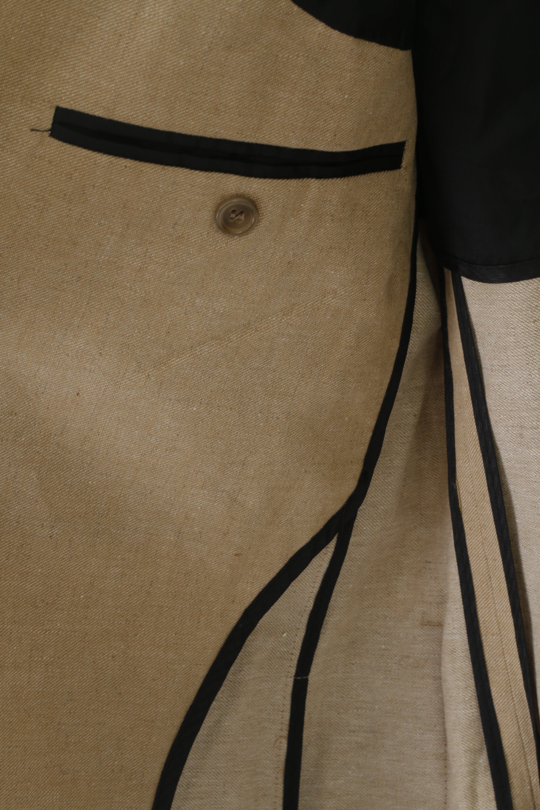 Webmore Light Men 50 40 Blazer Beige Cotton Linen Blend Single Breasted Jacket