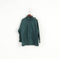 C&amp;A Rodeo Giacca da uomo L Verde Nylon Impermeabile Cappuccio nascosto Zip intera Top vintage