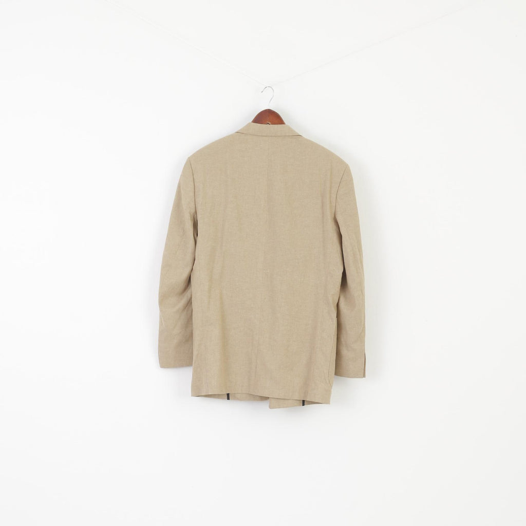 Webmore Light Men 50 40 Blazer Beige Cotton Linen Blend Single Breasted Jacket