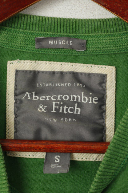 Abercrombie & Fitch Men S Shirt Green Cotton Graphic Embroidered Muscle Top