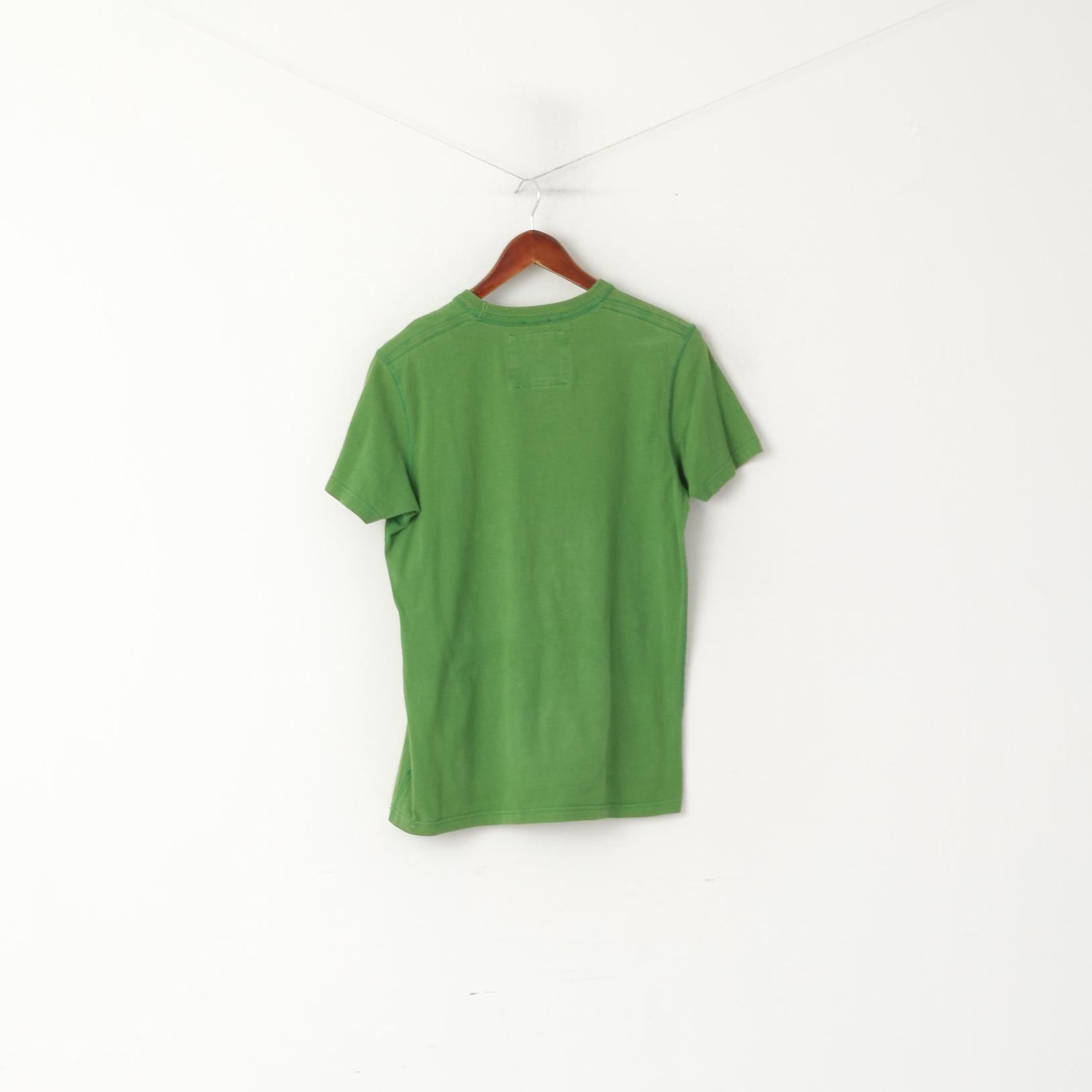 Abercrombie & Fitch Men S Shirt Green Cotton Graphic Embroidered Muscle Top